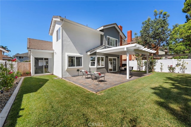 11 Bayside, Irvine, CA 92614 - rear view of house with a pergola, stucco siding, and a patio area