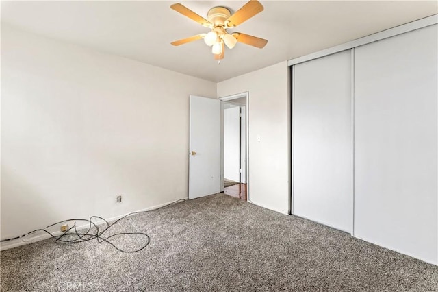 4303 Kansas Ave, Riverside, CA 92507 - unfurnished bedroom with carpet floors, a closet, and a ceiling fan