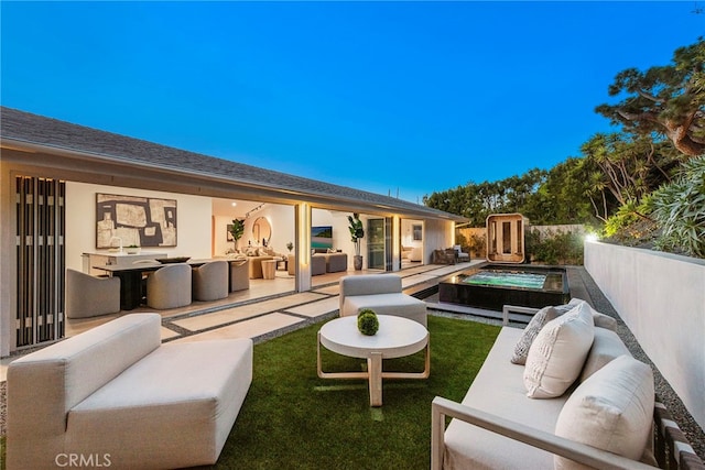 1318 Outrigger Dr, Corona Del Mar, CA 92625 - rear view of property with outdoor lounge area and a patio