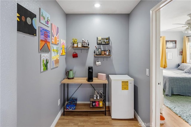 7311 Pinewood Ct, Eastvale, CA 92880 - interior space with wood finished floors, ceiling fan, baseboards, and recessed lighting