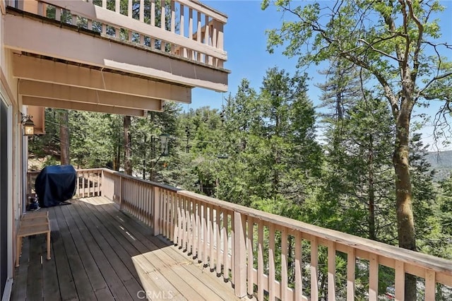 24571 Albrun Dr, Crestline, CA 92325 - wooden deck featuring area for grilling