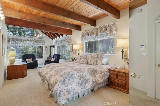 24571 Albrun Dr, Crestline, CA 92325 - bedroom with wooden ceiling and carpet