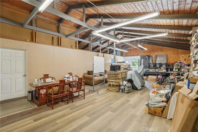 22702 Timbertop Ln, Diamond Bar, CA 91765 - garage featuring wooden walls and wooden ceiling