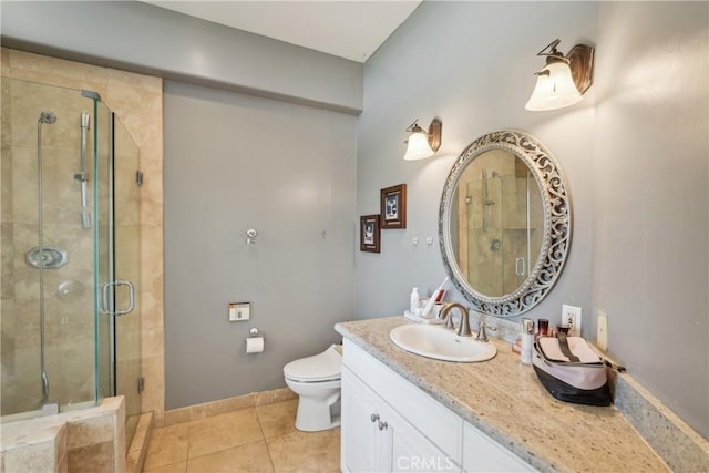 22702 Timbertop Ln, Diamond Bar, CA 91765 - full bathroom featuring a stall shower, tile patterned floors, toilet, and vanity