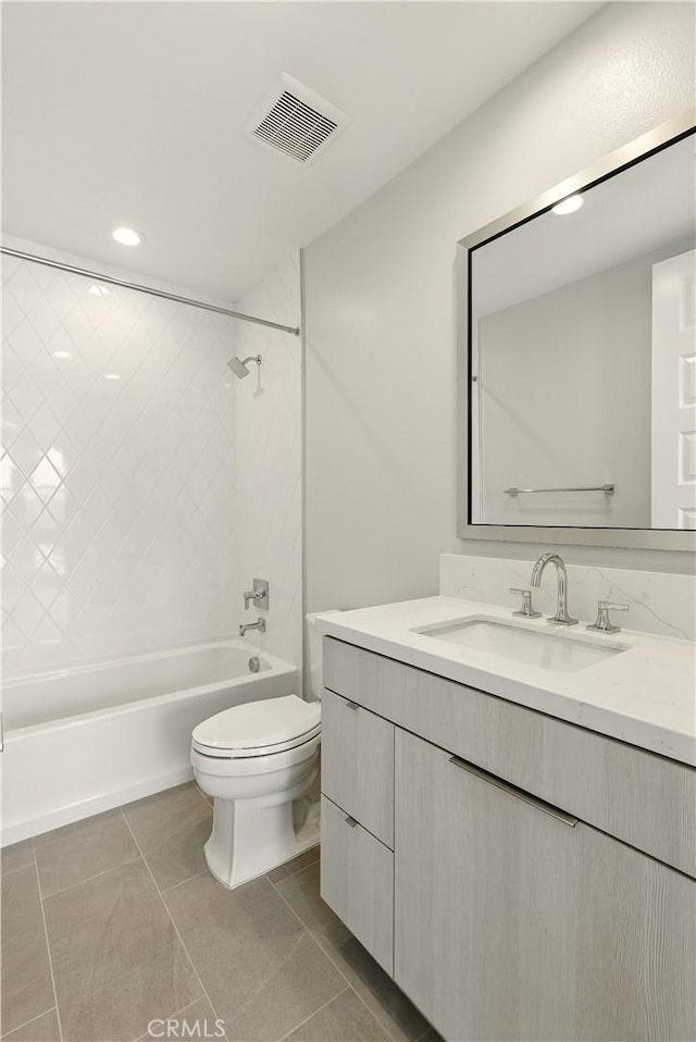 208 Stage, Irvine, CA 92618 - full bath featuring vanity, shower / washtub combination, tile patterned flooring, and recessed lighting