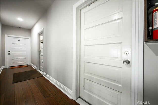 366 W Palmer Ave, Glendale, CA 91204 - doorway to outside with dark wood-style flooring, baseboards, and recessed lighting