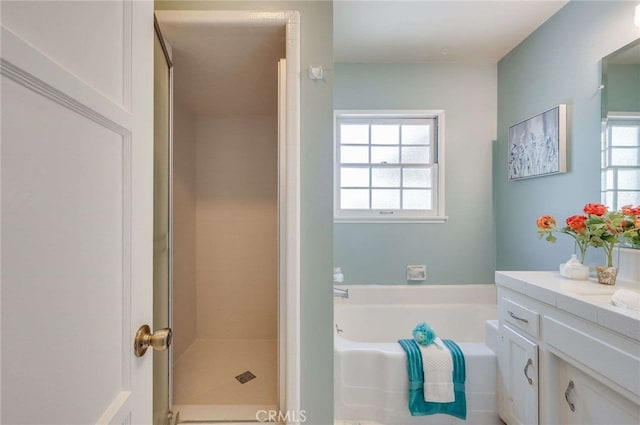 2511 Nipomo Ave, Long Beach, CA 90815 - full bathroom with a shower stall, a bath, and vanity