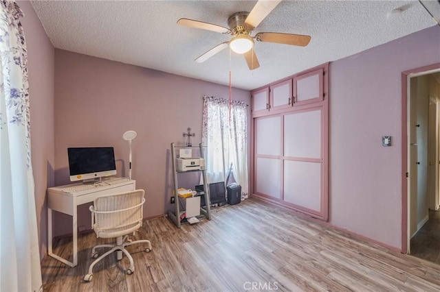1763 W 245th St, Torrance, CA 90501 - office space with light wood-style flooring, a ceiling fan, and a textured ceiling