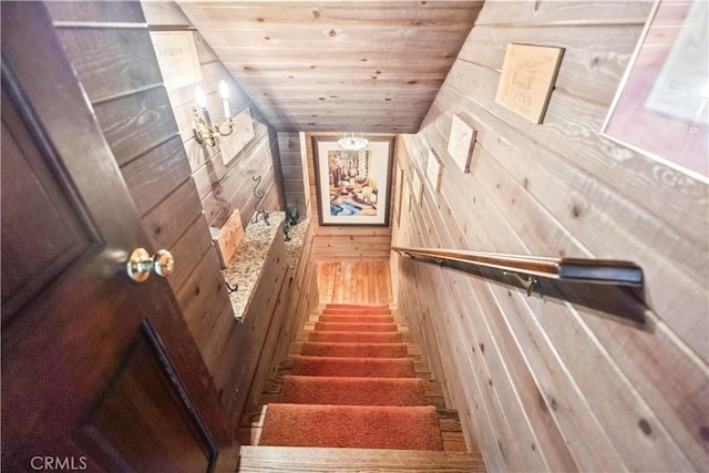 7008 Hawarden Dr, Riverside, CA 92506 - stairs with wood walls and wood ceiling