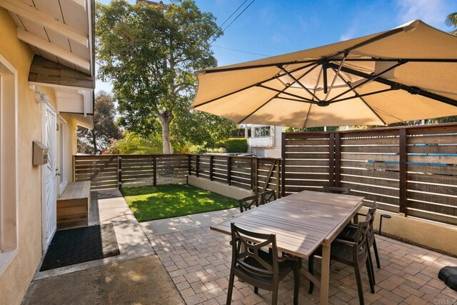 1855 Rubenstein Dr, Cardiff By The Sea, CA 92007 - view of patio with a fenced backyard and outdoor dining area