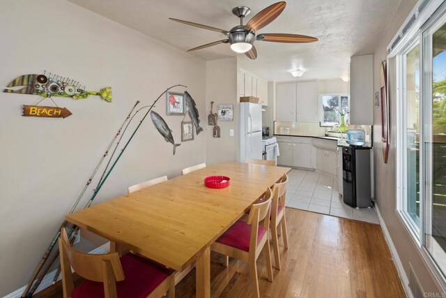 1855 Rubenstein Dr, Cardiff By The Sea, CA 92007 - dining space with a ceiling fan and light wood-style flooring