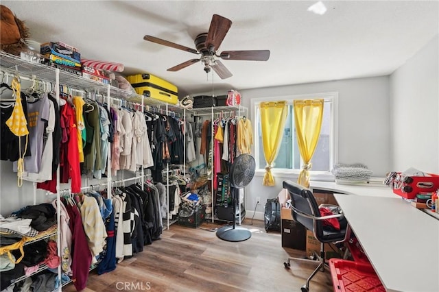 1109 S Dacotah St, Los Angeles, CA 90023 - spacious closet featuring ceiling fan and wood finished floors