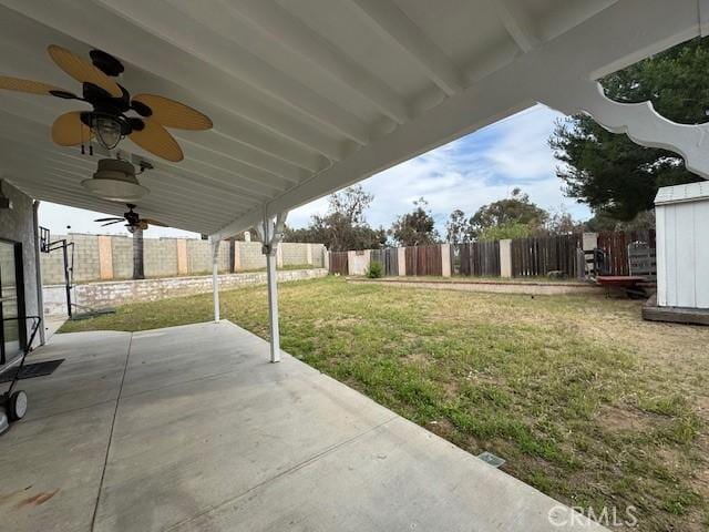 13278 Parkland Cir, Sylmar, CA 91342 - view of yard with a patio and a ceiling fan