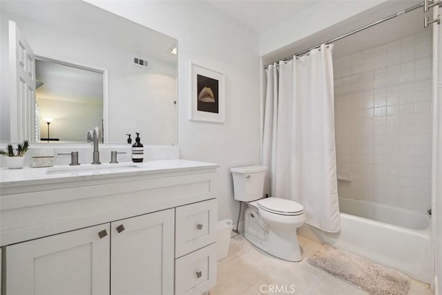 4455 Fulton Ave Unit 2, Sherman Oaks, CA 91423 - full bathroom with toilet, vanity, tile patterned floors, and shower / bathtub combination with curtain