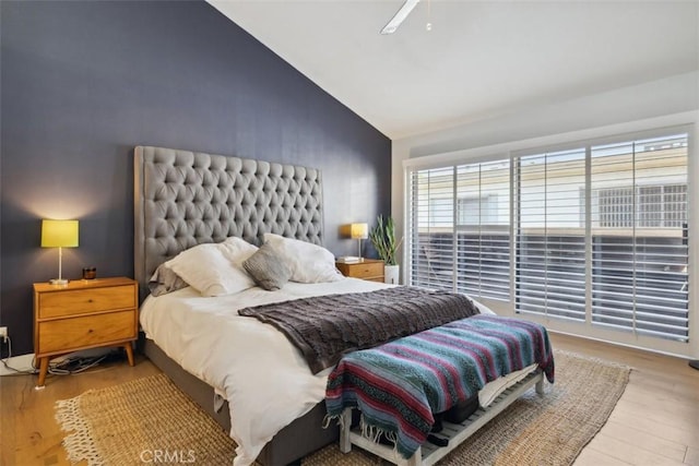 4455 Fulton Ave Unit 2, Sherman Oaks, CA 91423 - bedroom with wood finished floors, high vaulted ceiling, and a ceiling fan