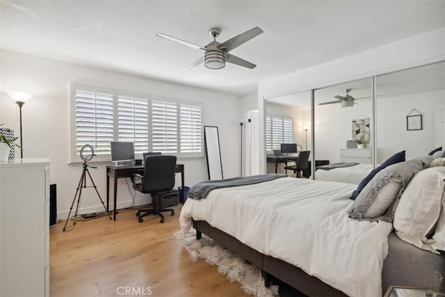 4455 Fulton Ave Unit 2, Sherman Oaks, CA 91423 - bedroom with an office area, multiple windows, light wood-style floors, and a closet