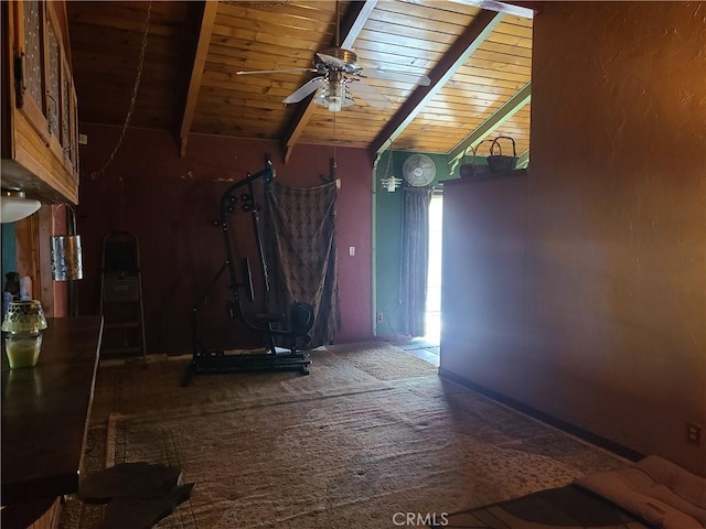 29348 123rd St E, Pearblossom, CA 93553 - unfurnished room featuring wood ceiling, a ceiling fan, and carpet flooring