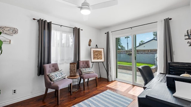 1420 E Ln, Imperial Beach, CA 91932 - home office featuring wood finished floors, healthy amount of natural light, ceiling fan, and baseboards