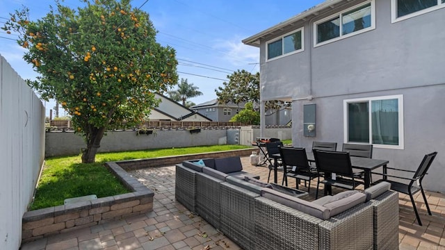 1420 E Ln, Imperial Beach, CA 91932 - fenced backyard featuring an outdoor living space, outdoor dining area, and a patio