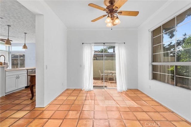 23633 Breezy Meadow Ct, Moreno Valley, CA 92557 - unfurnished room with ceiling fan, a sink, and ornamental molding