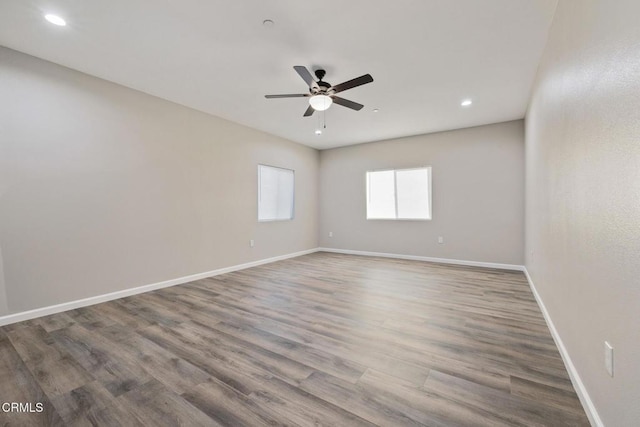 40719 E 171st St E, Lake Los Angeles, CA 93535 - empty room with ceiling fan, baseboards, recessed lighting, and wood finished floors
