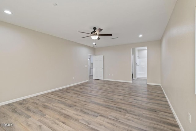 40719 E 171st St E, Lake Los Angeles, CA 93535 - spare room featuring recessed lighting, ceiling fan, baseboards, and wood finished floors