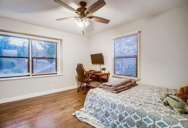 2444 Via Dieguenos, Alpine, CA 91901 - bedroom with wood finished floors, baseboards, and a ceiling fan