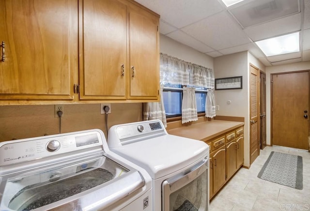 2444 Via Dieguenos, Alpine, CA 91901 - laundry room featuring washer and dryer, cabinet space, and light tile patterned floors