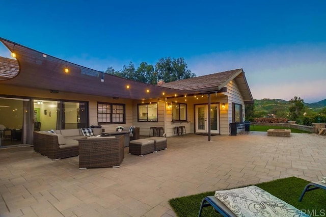 2444 Via Dieguenos, Alpine, CA 91901 - view of patio with an outdoor living space with a fire pit and french doors