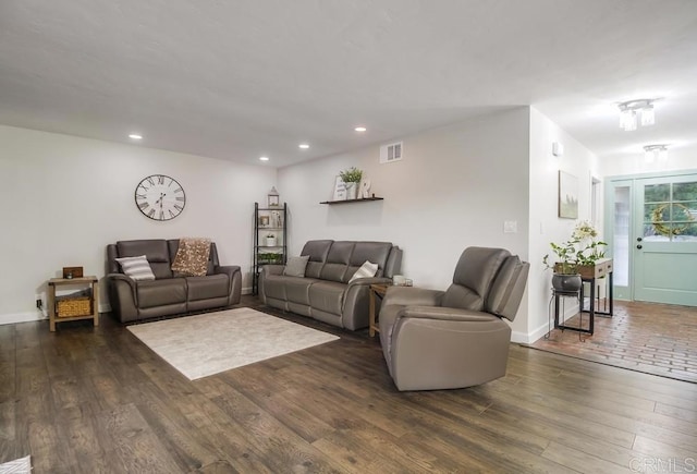 2444 Via Dieguenos, Alpine, CA 91901 - living room featuring recessed lighting, dark wood-type flooring, and baseboards