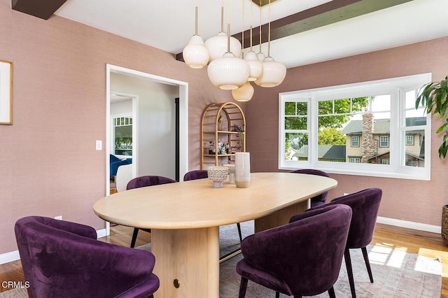 dining room featuring baseboards and wood finished floors