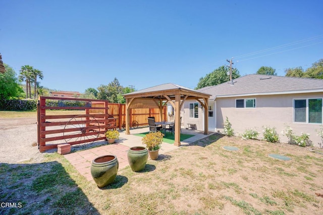 view of yard with a gazebo and a patio area