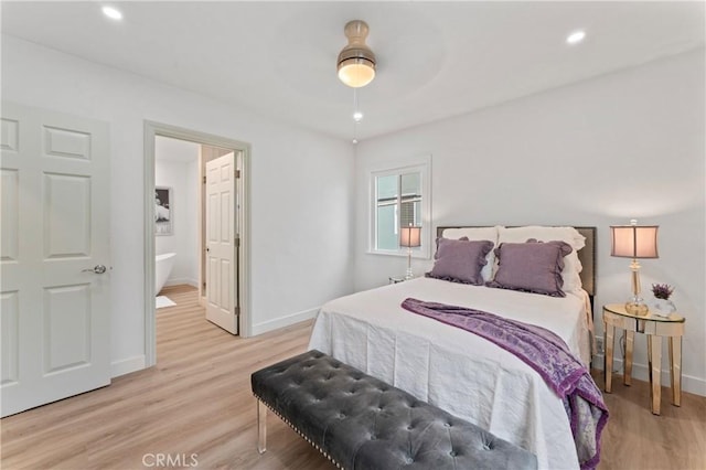 5331 E Ocean Blvd, Long Beach, CA 90803 - bedroom with light wood-style flooring, recessed lighting, and ensuite bath
