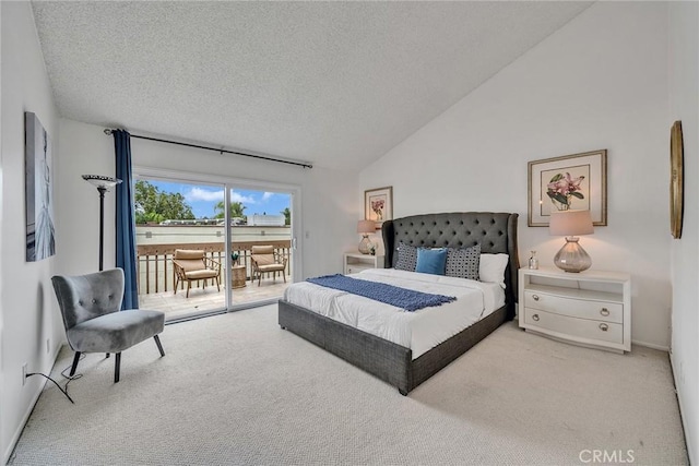 109 N Nicholson Ave Unit A, Monterey Park, CA 91755 - carpeted bedroom with access to exterior, a textured ceiling, lofted ceiling, and baseboards