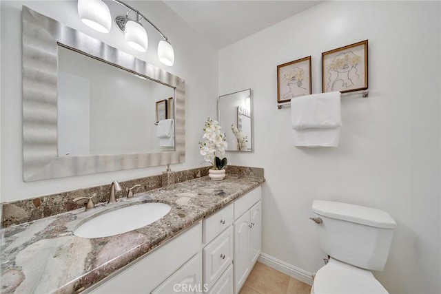 109 N Nicholson Ave Unit A, Monterey Park, CA 91755 - half bathroom featuring toilet, vanity, tile patterned floors, and baseboards