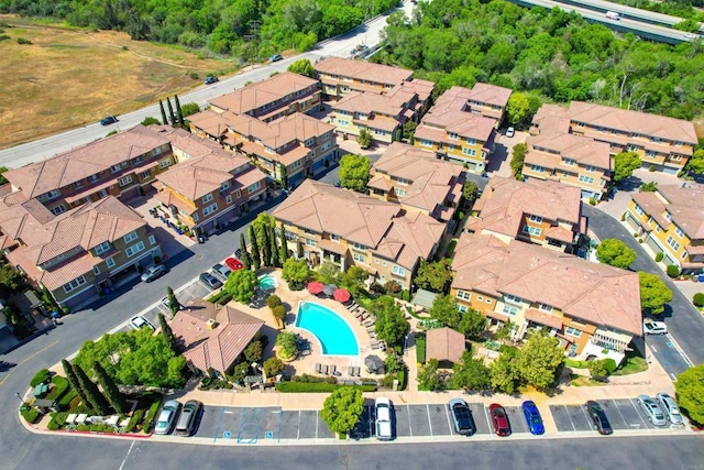 178 Via Montisi, Santee, CA 92071 - aerial view of property and surrounding area featuring a pool and nearby suburban area
