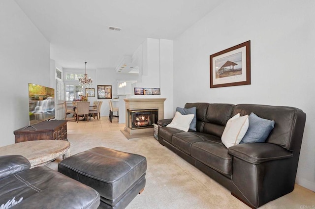 16054 Circa De Lindo, Rancho Santa Fe, CA 92091 - living area featuring a chandelier and light carpet