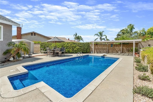 view of pool featuring a patio area and a fenced backyard