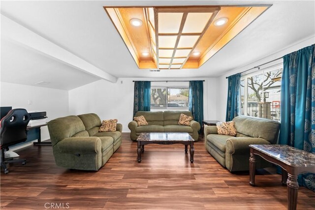 1467 W Southgate Ave, Fullerton, CA 92833 - living area featuring a desk, wood finished floors, and recessed lighting