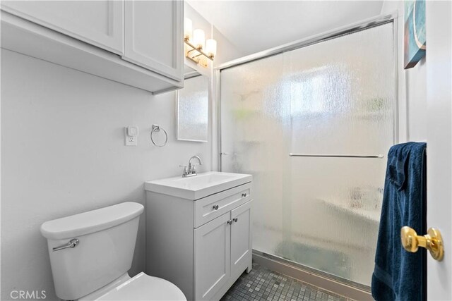 1467 W Southgate Ave, Fullerton, CA 92833 - bathroom featuring vanity, a stall shower, and tile patterned flooring
