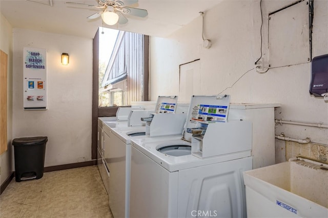 7540 Henness Cir Unit B206, Yosemite, CA 95389 - shared laundry with a ceiling fan, separate washer and dryer, light floors, and baseboards