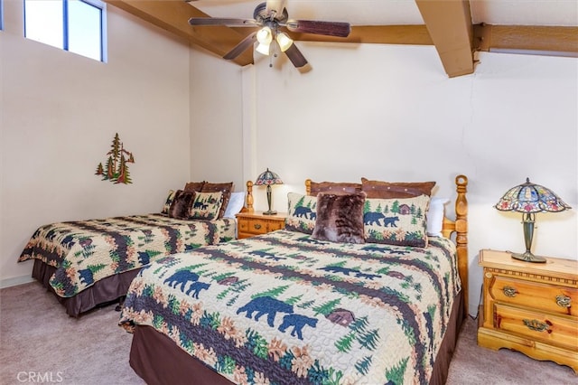 7540 Henness Cir Unit B206, Yosemite, CA 95389 - bedroom with carpet floors, a ceiling fan, and beamed ceiling