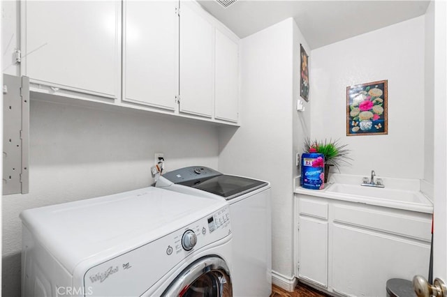 3410 Genoa Pl, Palmdale, CA 93551 - washroom with cabinet space and washer and dryer
