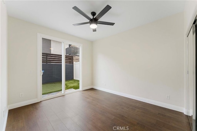20304 Estuary Ln, Newport Beach, CA 92660 - unfurnished room with dark wood-style floors, baseboards, and ceiling fan