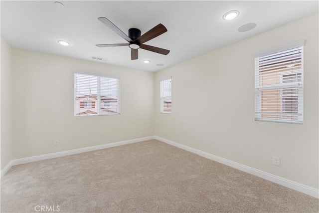 20304 Estuary Ln, Newport Beach, CA 92660 - unfurnished room featuring a ceiling fan, carpet, baseboards, and recessed lighting