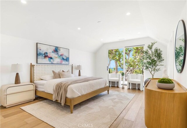 1759 Glenneyre St, Laguna Beach, CA 92651 - bedroom with lofted ceiling, light wood-type flooring, and recessed lighting