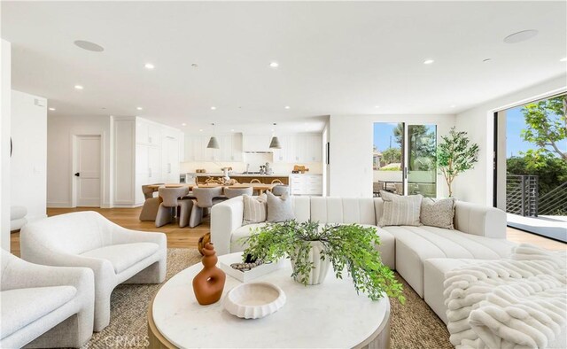 1759 Glenneyre St, Laguna Beach, CA 92651 - living area featuring plenty of natural light, recessed lighting, and light wood-type flooring