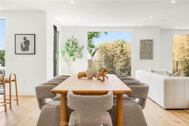 1759 Glenneyre St, Laguna Beach, CA 92651 - dining room with recessed lighting, light wood-style floors, plenty of natural light, and baseboards