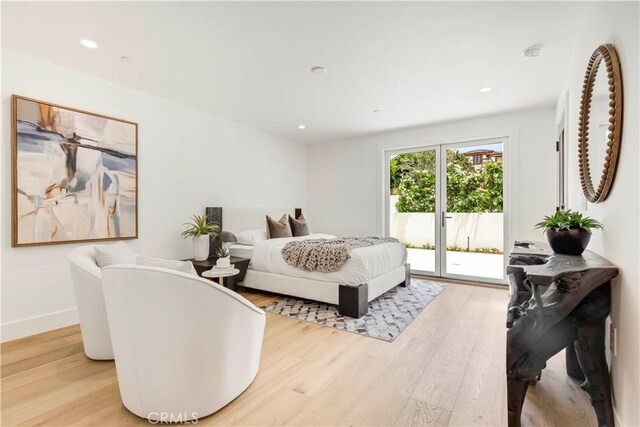 1759 Glenneyre St, Laguna Beach, CA 92651 - bedroom featuring access to outside, light wood-style floors, recessed lighting, and baseboards