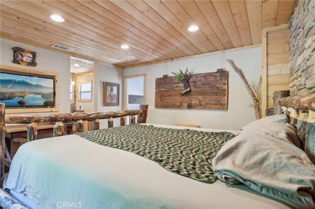 385 Iris Dr, Twin Peaks, CA 92391 - bedroom with wood ceiling and recessed lighting